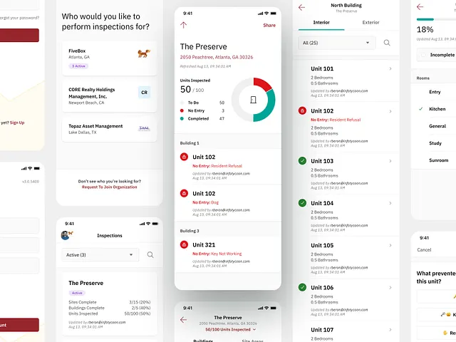 Mobile data-entry app screens from the FiveBox design archive